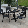 Waterproof restaurant cafe plastic wood furniture coffee table set outdoor garden patio furniture set